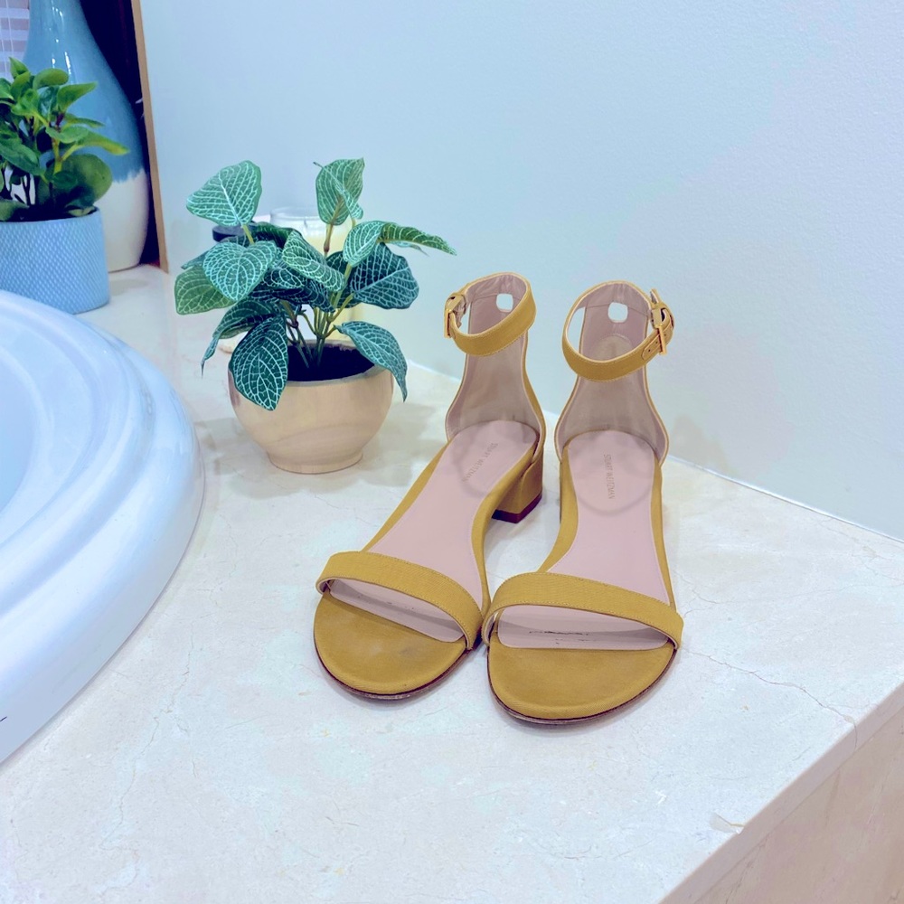 Stuart Weitzman satin yellow sandall